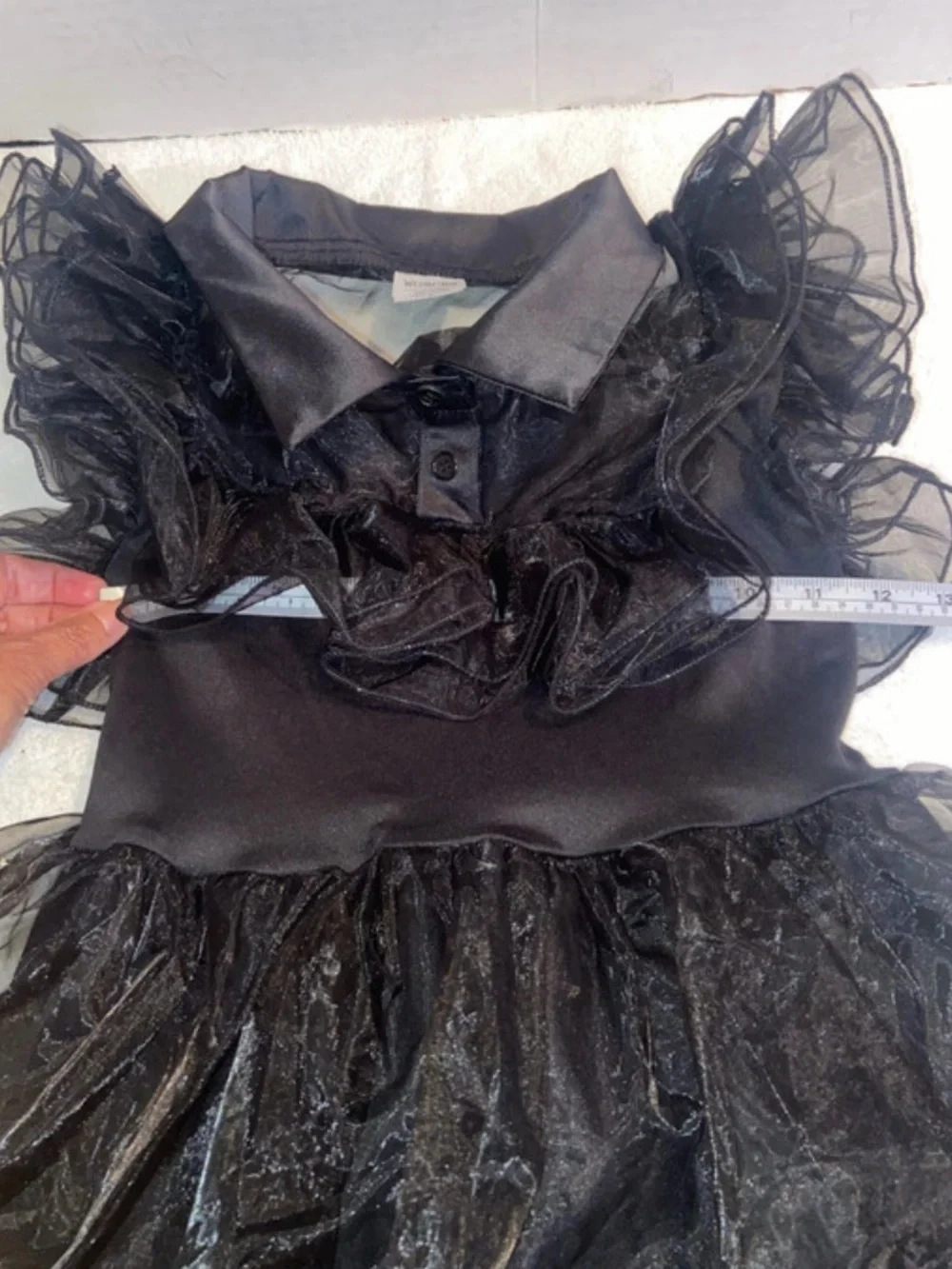 Wednesday Addams Costume Dress Girls Size M Black Ruffle Tulle Halloween Cosplay